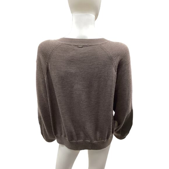 St.John Women’s Sweater Size L Zip Up Cardigan Wool Silk Pockets Fine Knit Brown - Picture 3 of 5